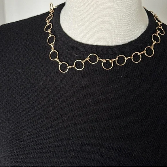 Zara Elegant Black Women’s Thick Knit Top with Gold Ring Detail Small - Picture 2 of 8